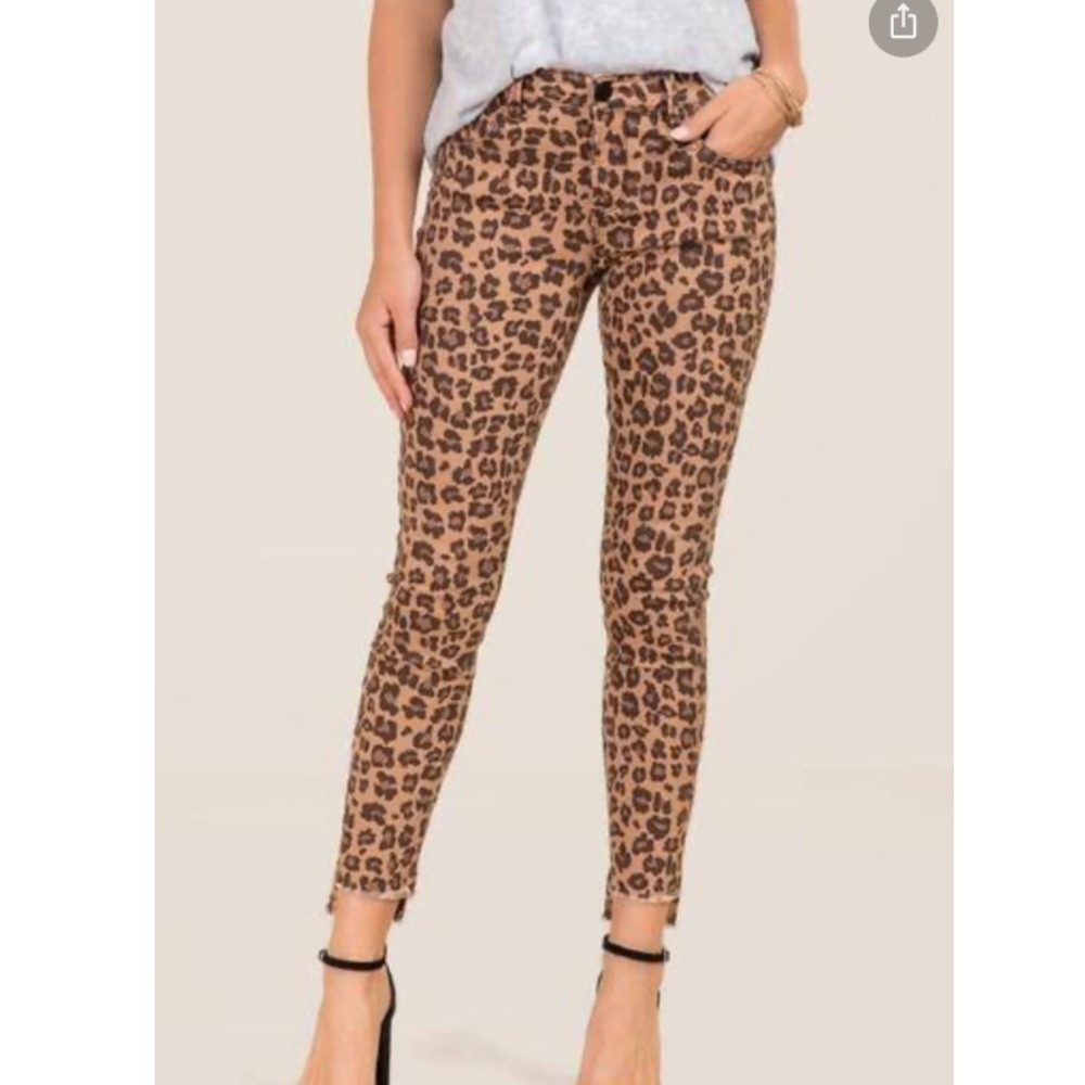 Harper Mid-rise Cheetah Step Hem Skinny Jeans